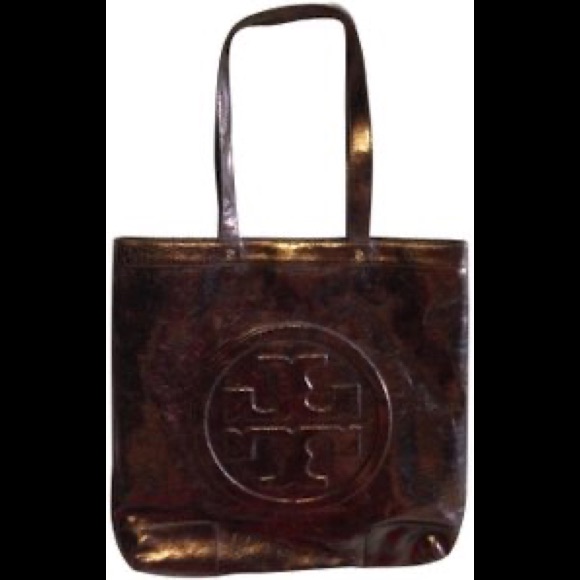 Tory Burch Bombe Crinkled Leather Tote Bronze